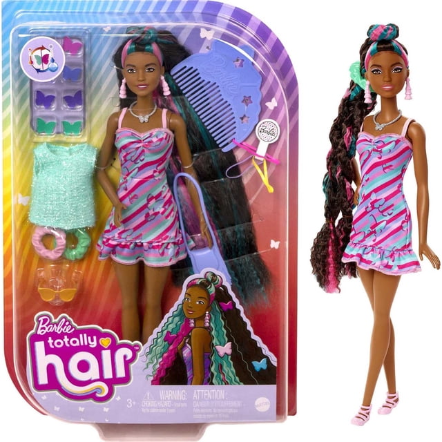 Muñeca Barbie Totally Hair Butterfly-temitamente cabello de fantasía 8.5 pulgadas vestido 15 cabello y moda