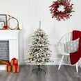 thumbnail image 2 of Nearly Natural 4ft. Flocked Livingston Fir Artificial Christmas Tree with Pine Cones and 150 Clear Warm LED Lights, 2 of 7