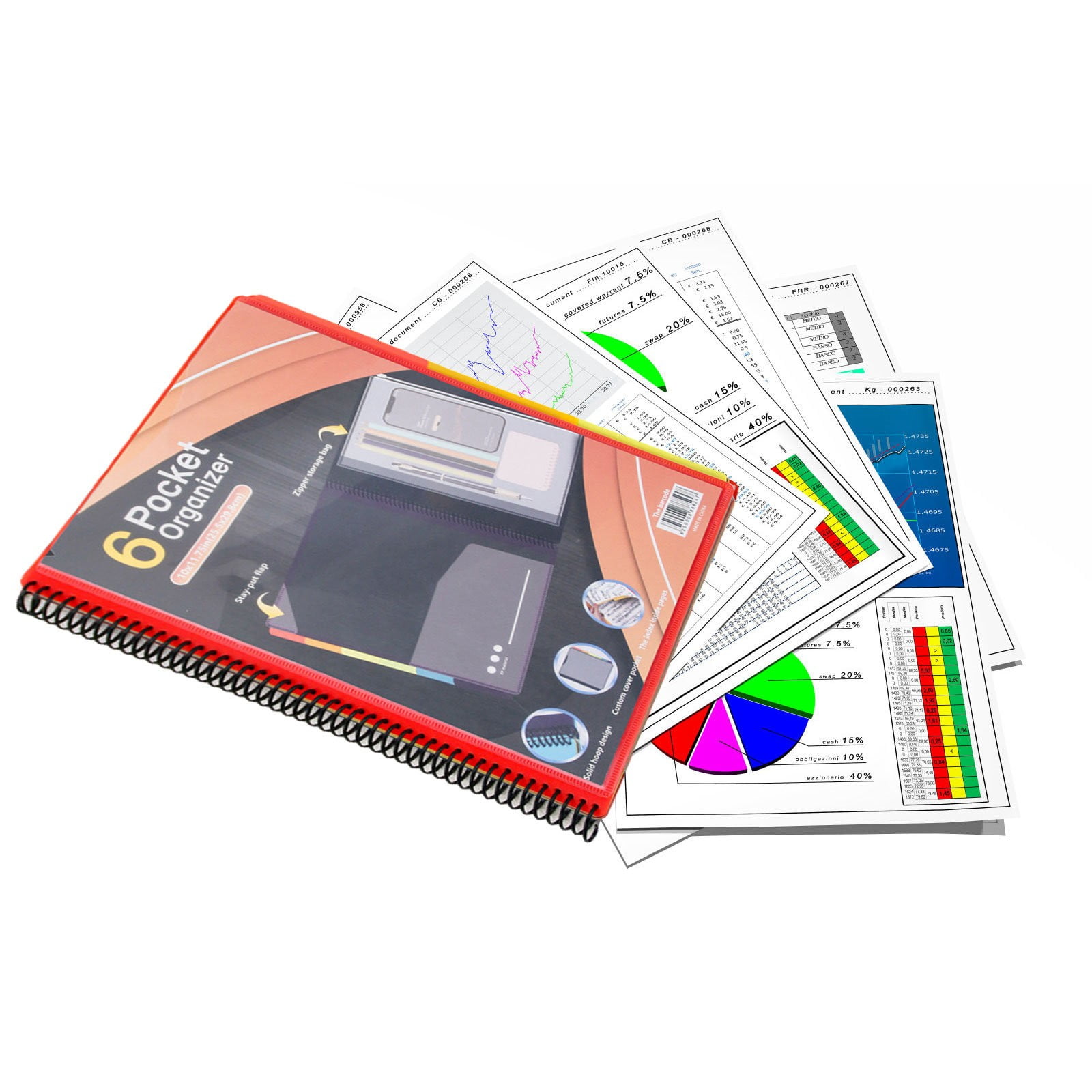 Clearance a folder under $7,6/12 Pocket Poly Project Organizer Round Tab Organizer Project Folder Multi Pocket Folder With Pockets Letter Size Back Cover Utility Pouch School Supplies 1PC