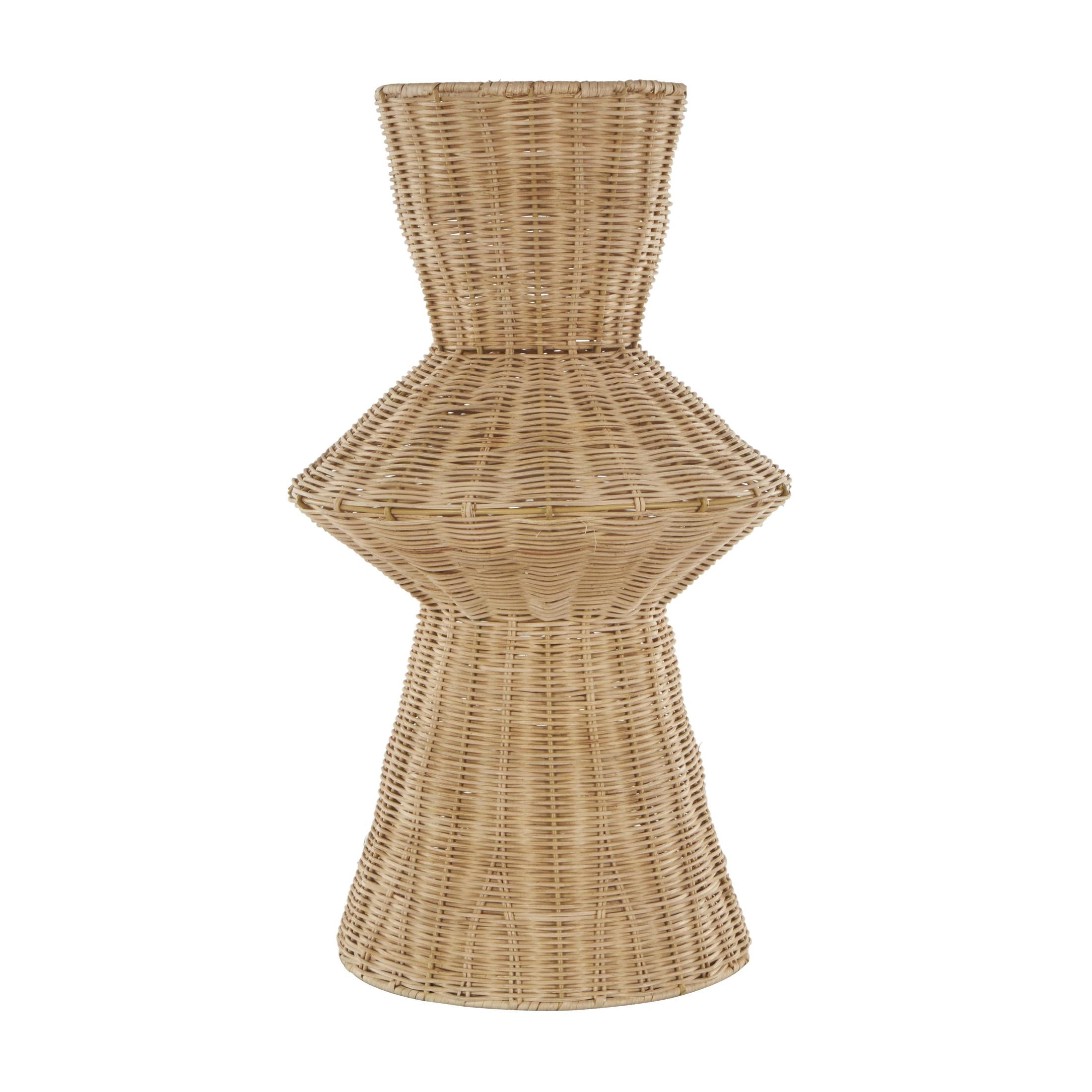 DecMode 18" Handmade Woven Tapered Fluted Brown Rattan Vase
