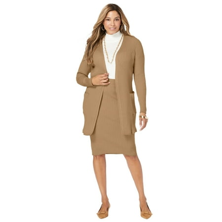 Jessica London Women's Plus Size 2 Piece Sweater Skirt Set