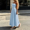 thumbnail image 6 of Blmnix Ladies Dresses Strapless Dress Tent Off The Shoulder Corset Dress Petticoat Sleeveless Maxi Boat Neck Blue Adjustable Waist Summer Casual Dresses for Women L, 6 of 6