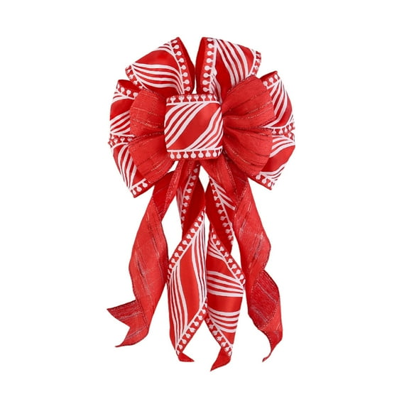 Christmas Red Bows Ornaments – Holiday Tree Hanging Decorations, Festive Ribbon Bows for Christmas Tree, Gift Wrapping, Party, Indoor Outdoor Xmas Décor Accessories (Red)