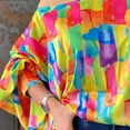 thumbnail image 4 of Mujeres Color sólido Manga larga Botón Up Camisetas Pullover V-cuello Túnica suelta Pompotops gfhjh5202, 4 of 4