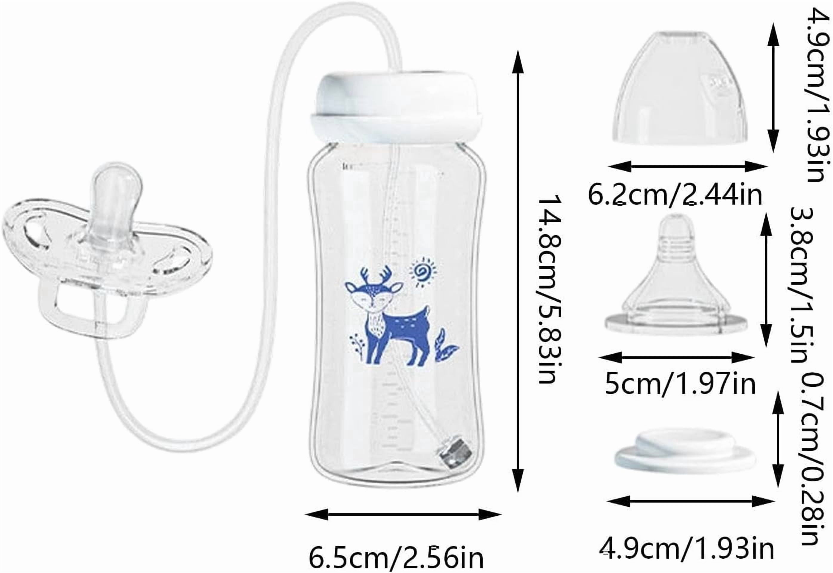 CSONGAZA Pacifier Bottle - Leakproof Silicone Anti-Colic, Breast Milk Bottles with Ergonomic Soft Nipple, Natural Flow Feeding Container, Nursing Supply for Boys Girls Nursery Daycare Travel