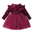 thumbnail image 1 of WEAIXIMIUNG Robe Plissée pour Filles Tout-Petits Enfants Filles Manches Longues Nœud Imprimé Robes Vêtements, 1 of 7