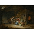 thumbnail image 3 of Gerrit Lundens 24x18 Black Modern Framed Museum Art Print Titled - A Barn Interior with Figures Drinking Around a Table, 3 of 5