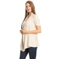 thumbnail image 2 of Women's Loose Fit Short Sleeve Draped Open Front Office Wear Solid Cardigan, 2 of 5