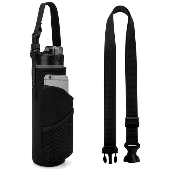 Linkidea Sports Water Bottle Carrier with Strap Compatible with Enerbone 32oz, Owala FreeSip 24oz, Motivational Waterbottle Sling Bag Holder with Phone Pocket for Hiking, Running, Fitness