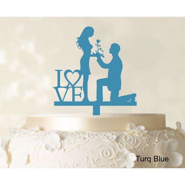 Couple Wedding Cake Topper Personalized Turquoise Blue Cake Topper Color Option Available 5-7 Inches Wide