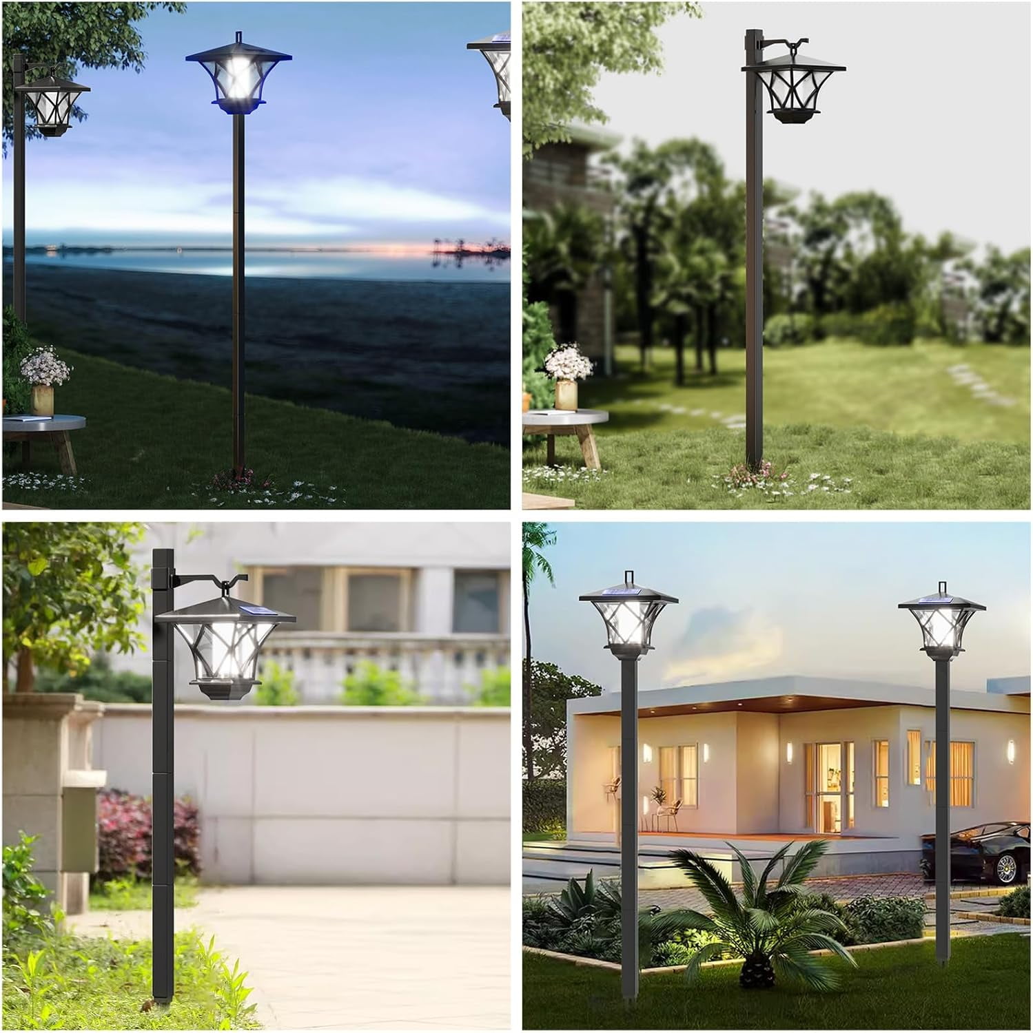 JahyShow 59-Inch Classic Black Aluminum Outdoor Solar Lamp Post-1pc