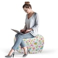 thumbnail image 2 of Leaf Pouf Cover with Zipper, Hand Drawn Doodle Spring Birds on Tree Branches Pastel Hearts Leaves Dots, Soft Decorative Fabric Unstuffed Case, 30" W X 17.3" L, Multicolor, by Ambesonne, 2 of 5