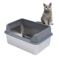 thumbnail image 1 of Caja De Arenas Para Gatos De Acero Inoxidable, Bandeja De Arenas Para Gatos De Lados Altos De Metal, Caja De Arenas Para Gatos Grande Con Entrada Superior Antisalpicaduras Con, 1 of 7