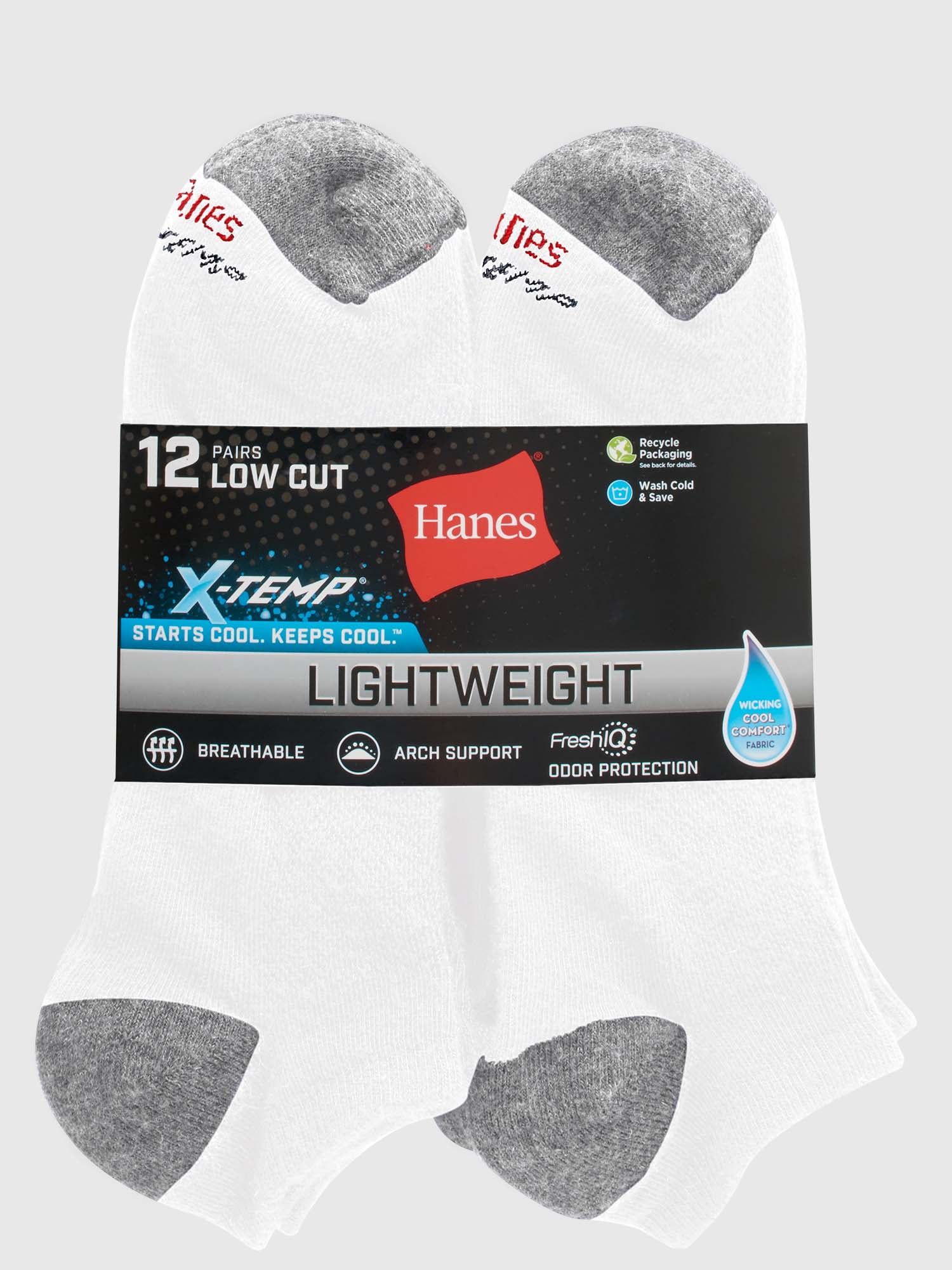 Men's X-Temp Active Cool Lightweight Lowcut Socks, 12 pack