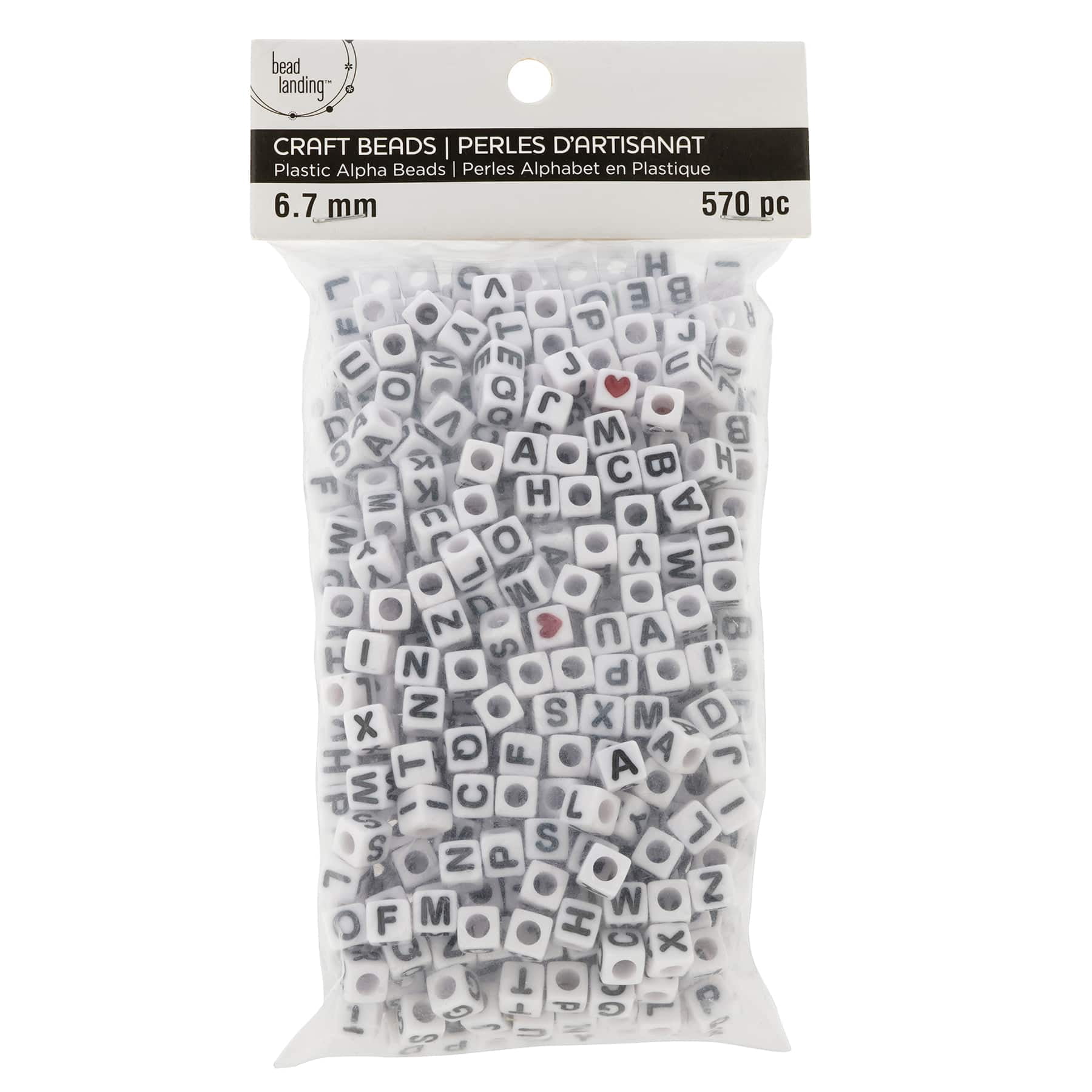 Bead Landing White Alphabet Cube Crafting Beads, 6.7mm, 12 Packs: 570 ct. (6,840 total)