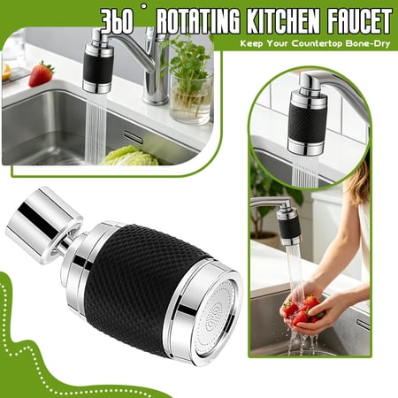 Splash Proof Booster Swivel Kitchen Filter Tap 360掳 Rotatable Faucet Aerator with Adjustable Water Modes Easy Install Faucet Extender for Kitchen Sink Water Saving Faucet Attachment (Black)
