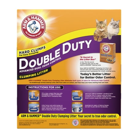 ARM & HAMMER Double Duty Cat Litter, Advanced Odor Control Clumping Cat Litter, Scented, 40 lb