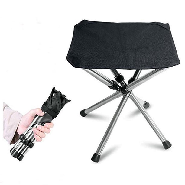 Yuarrent Silla portátil negra plegable para exteriores, suave y cómoda para sentarse en taburete plegable telescópico Almacenamiento y organización del hogar