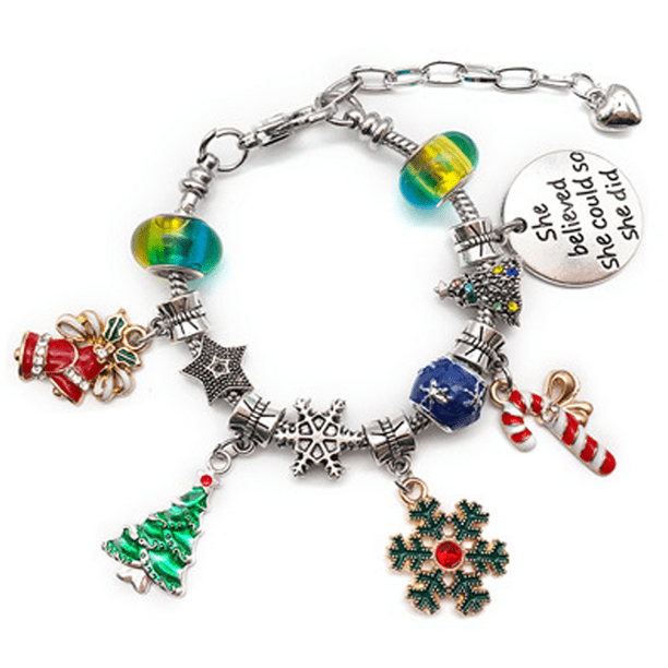 Pulsera con dije de Papá Noel navideño, hermoso colgante de metal para mujeres, niñas, niños y hombres