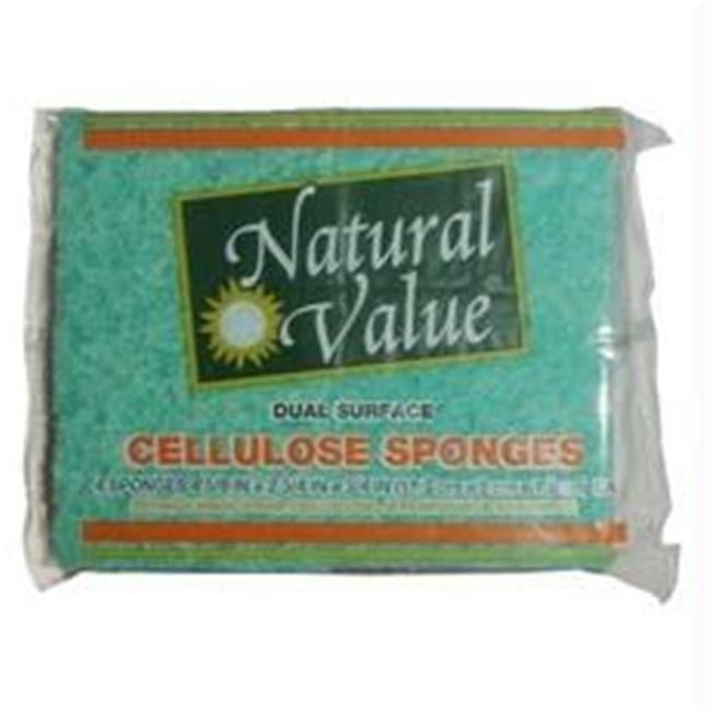 Natural Value B60079 Natural Value Dual Surface Cellulose Sponge  -24x4ct