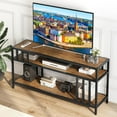 thumbnail image 2 of GAOMON 65" TV Stand for TV up to 75 Inches, Entertainment Center with Open Storage Shelves, Media Console Table with Quadruple-Tube Support for Living Room, Bedroom, Rustic Brown, 2 of 7