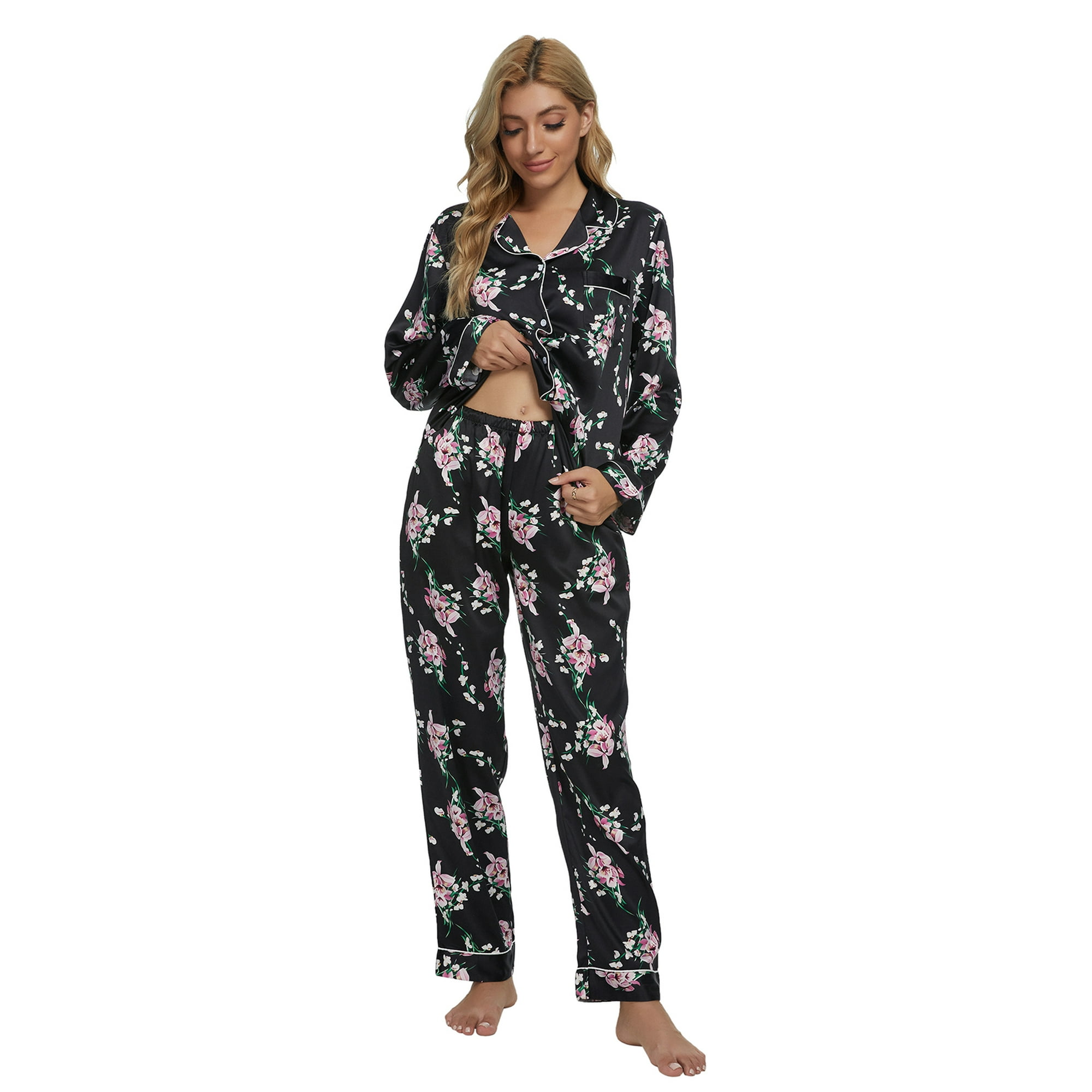 Black floral pyjamas sale
