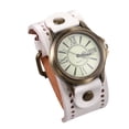 thumbnail image 1 of ColoMX 1 reloj de piel de vaca genuino, reloj de pulsera literal romano, elegante, informal, con decoración, reloj de pulsera de cuarzo creativo para mujer y mujer (blanco), 1 of 8