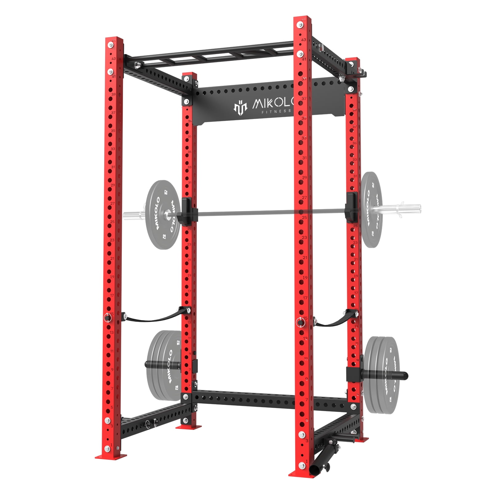Mikolo Power Rack Cage, Monster Series 3 x 3 Commercial Squat Rack with  2000LB Capacity, and More Attachments for Home Gym(Black) 