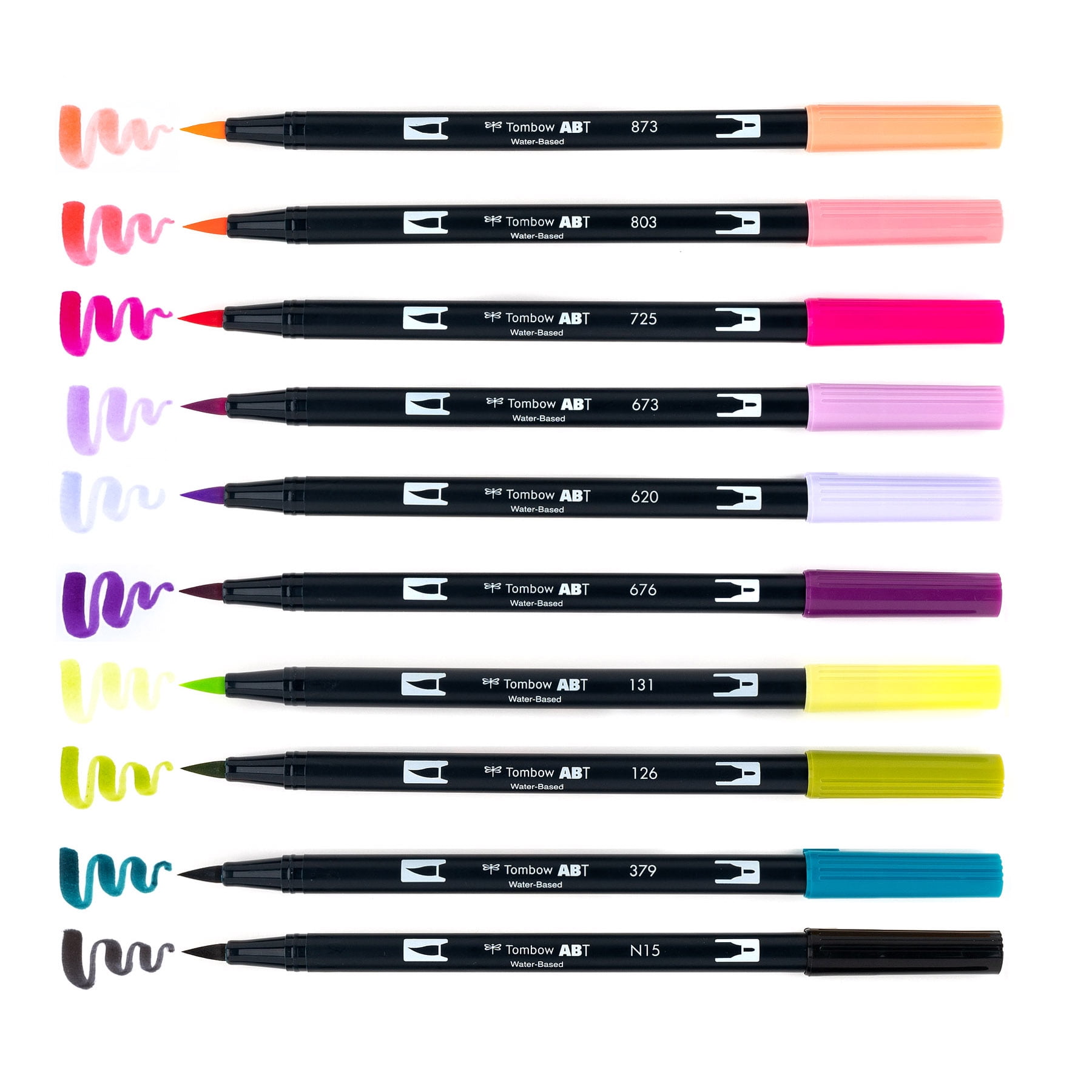 Tombow 72463 Dual Brush Pen Art Markers, Lettering Favorites, 10-Pack + Free Fudenosuke Brush Pen