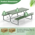 thumbnail image 3 of Costway 6 FT Picnic Table Bench Set Outdoor Dining Table & 2 Benches with Metal Frame Green, 3 of 10