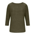 thumbnail image 5 of Women 3/4 Sleeve Sweater Tops Heart Printed Crew Neck Rib-knit Pullover Casual Tee Shirt Valentines Day Clothes (2XL, Army Green A), 5 of 5