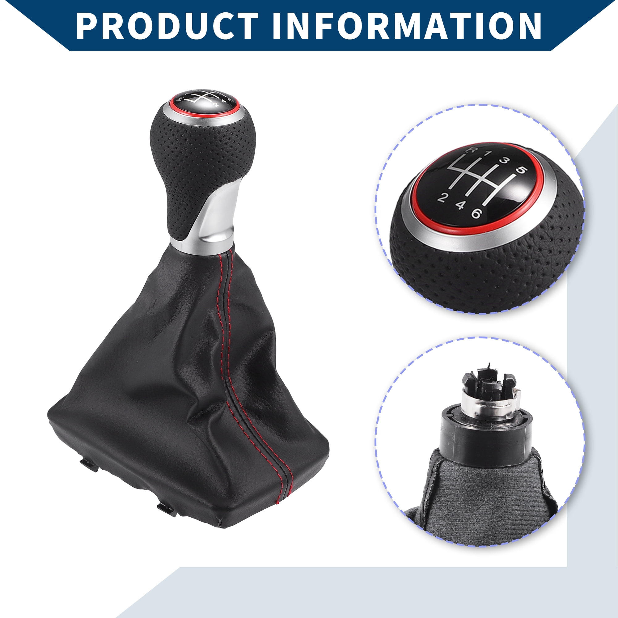 Unique Bargains Gear Shift Knob with Dust Cover 6 Speed Manual Stick Shifter Knob for Audi S-Line Plastic Black
