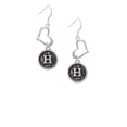 thumbnail image 2 of Delight Jewelry Silvertone Antiqued Round Seal - Initial - H - Open Heart French Earrings, 2 of 4