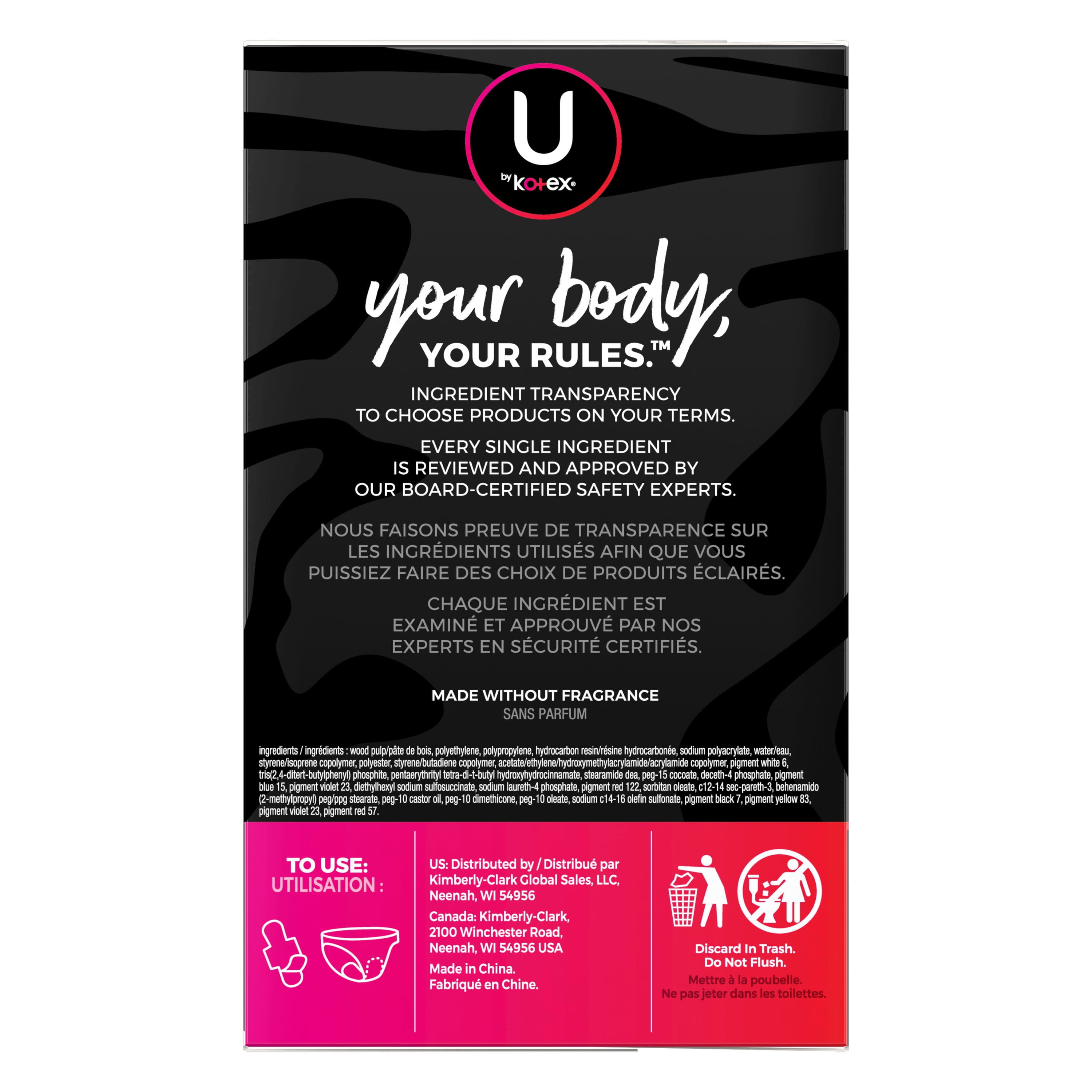 U by Kotex CleanWear Ultra Thin Feminine Pads with Wings, Heavy, 40 Count