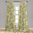 thumbnail image 2 of Floral Boho Window Curtains, Romantic Vibes Japanese Spring Feelings Flowers with Leafy Peduncles, Lightweight Decor 2-Panel Set with Rod Pocket, Pair of - 28"x95", Pale Green Off White, by Ambesonne, 2 of 3