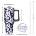 thumbnail image 2 of 40oz Pioneer Flower Floral Print Pattern Insulated Tumbler with Handle, BPA-Free Leak Proof Lid and Straws, Double Wall Vacuum, Hot 12h/Cold 34h, 2 of 6