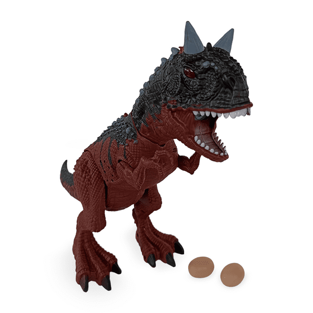 Dinosaurio de Juguete, Carnotauro 30 cm, con Luz, Sonido y Dispensador de Humo rojo Grande