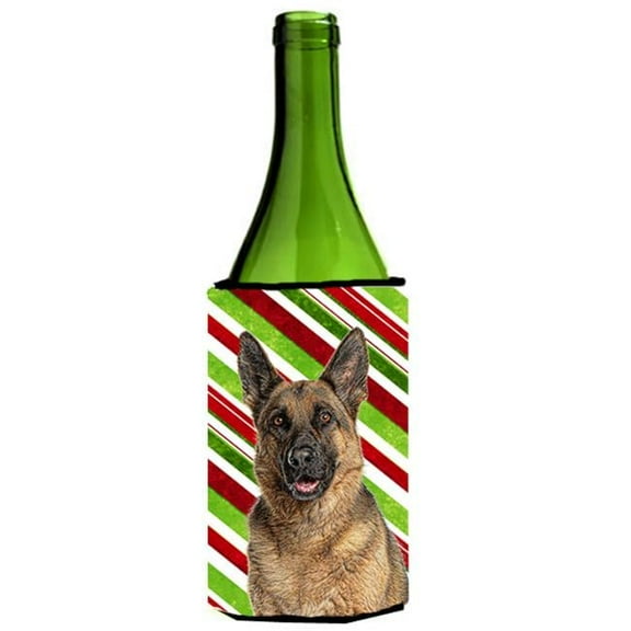 Candy Cane Holiday Christmas German Shepherd Wine bottle sleeve Hugger