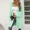 thumbnail image 2 of IROINNID Women's Mid-Length Cardigan Coat V-Neck Solid Color Long Sleeve Casual Long Cardigan Coat Sweater Outerwear, Green, 2 of 7