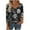 #0145-Black, variant on Uootdi Floral Print Graphic 3/4 Sleeve T Shirts Womens Summer Tops Colorblock V-Neck Casual Tops for Women Vintage Dressy Loose Fit Trendy Outfits Gift