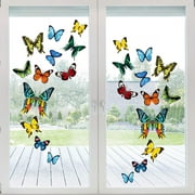 24Pcs Colorful Butterfly Window Clings Double-Sided Anti-Collision Window Decals to Prevent Bird Strikes on Window Glass Non-Adhesive Static Butterfly Cling Stickers for Home Window Glass