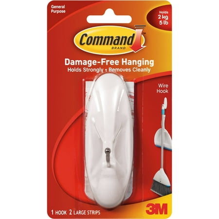 Command Large Sized Wire Decorative Hook White