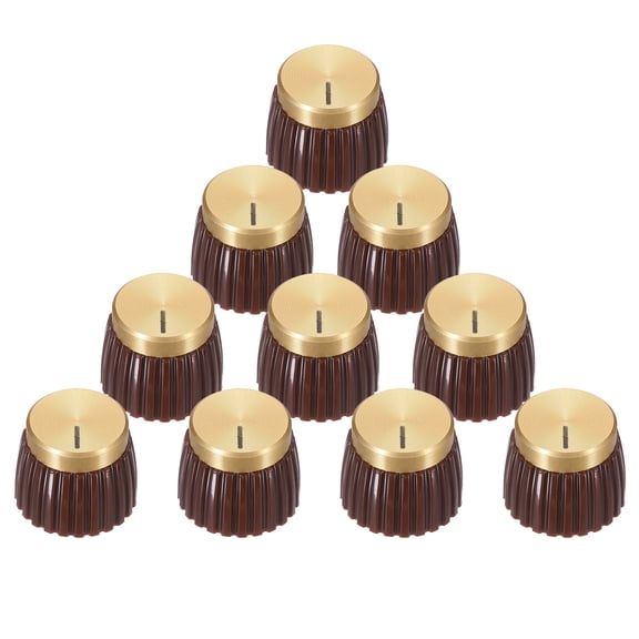 10Pcs Guitar Amplifier Push on Fit Knobs for 6mm/0.24" Dia Potentiometer, Control Knob Brown-Gold for Volume Tone Control, Guitar Bass Parts, Chrome