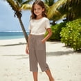 thumbnail image 2 of Shachafan Lightweight Girls Beach Casual Pants For And Summer Solid Color Capri Style Kids Trousers With Comfortable Fit And Easy Care Girls Pats, 2 of 6