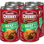 (4 Pack) Campbells Chunky Healthy Request Soup, Ready to Serve Beef Soup with Country Vegetables, 18.8 Oz Can