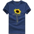 thumbnail image 4 of DPTALR Femmes Filles Grande Taille T-Shirts à Imprimé Tournesol Manches Courtes T-Shirt Blouse Hauts, 4 of 5