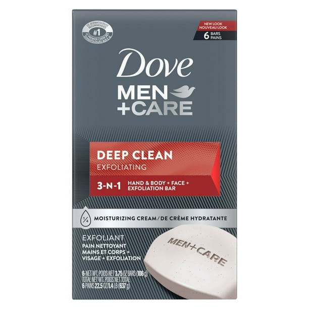Dove Men+Care Body and Face Bar, Deep Clean 4 oz, 6 Bar by Dove