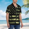 thumbnail image 3 of Balery American Flag Camo Camisas hawaianas de manga corta para hombre, camisas playeras de corte holgado, camisas de vacaciones con botones,XX-Large, 3 of 7