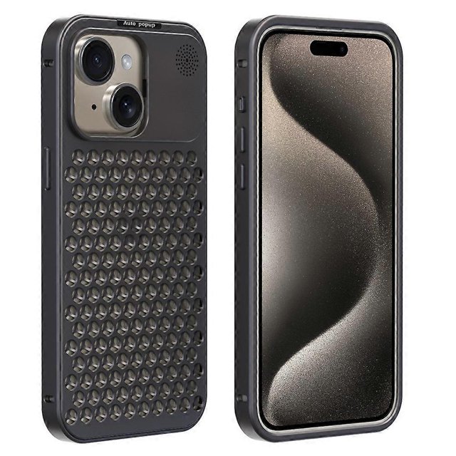 R-JUST RJ58 For iPhone 15 Plus Case Auto Pop-Up Heat Dissipation Aromatherapy Aluminium Alloy Cover
