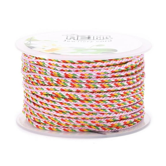 1Roll Multi-Color Decorative Nylon Twisted Cord Nylon Rope String for Home Decoration Embellish Costumes Bag Drawstrings Pink 2mm about 25.1 yards(23m)/roll